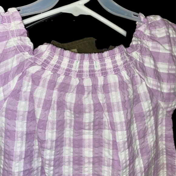 dip Baby Toddler Purple Gingham Button Up Flutter Sleeve Top - Picture 3 of 5